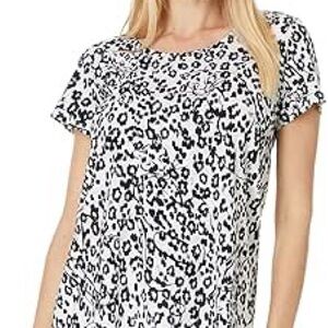 Lilly Pulitzer Black and White leopard Etta Scoop-Neck Short Sleeve Tee